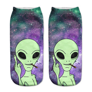 alien patterned socks