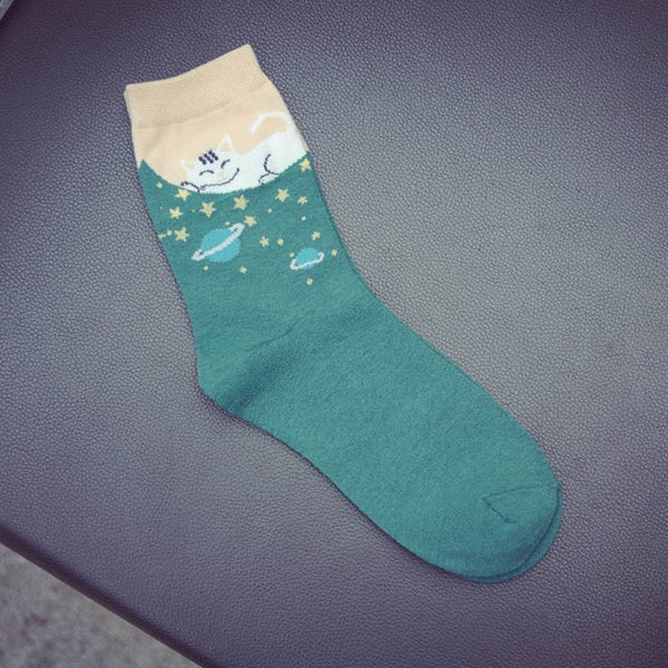 cat patterned socks