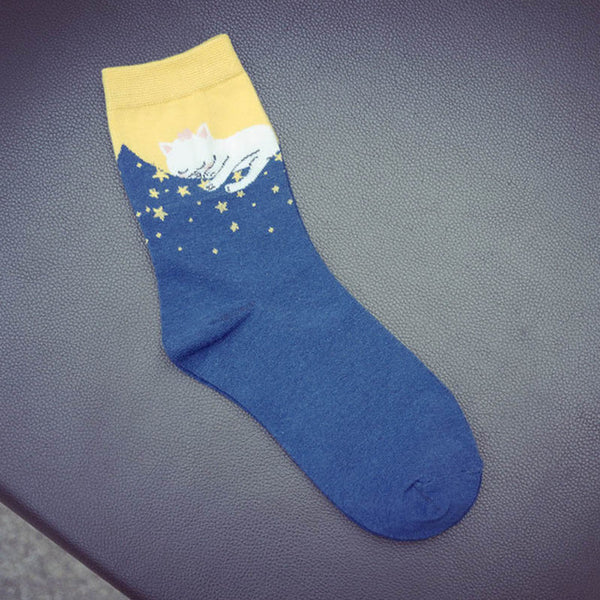 cat patterned socks