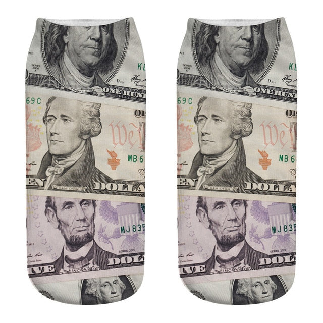 money patterned socks