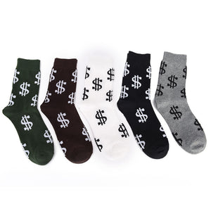 dollar patterned socks